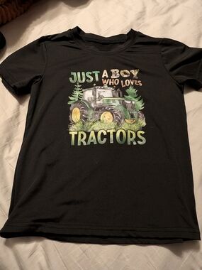 Black Boys' Tractor Graphic Tee - 'Just A Boy Who Loves Tractors'